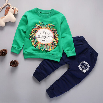 

2PCS Baby Boy Girl Clothes Set Long Sleeve Cartoon Print T-Shirt TopCasual Trousers Toddler Clothes Outfits