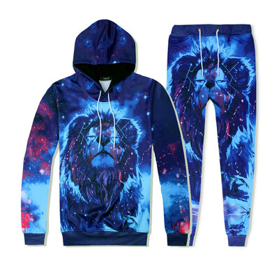 

Toponeto Mens Autumn Winter 3D Print Motifs Sweatshirt Top Pants Sets Suit Tracks