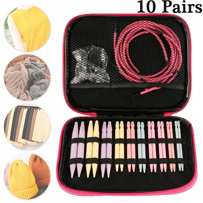 

10 Pairs Interchangeable Head Knitting Needles Aluminum Crochet Hooks Set Knitting Tool DIY Sewing Accessories