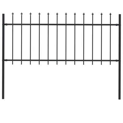 

Garden Fence with Spear Top Steel 669"x315" Black