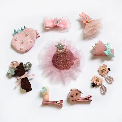 

10PCSSet New Children Hair Accessories Set Gift Box Girls Princess Bow Hair Clip Hair Rope Overs1Y