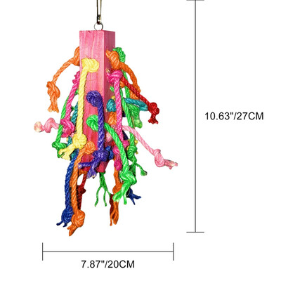 

Mixed Color Parrot Toy Color Hemp Rope Cotton Rope Bite Toy Wooden Bird Supplies Pet Bird Hanging Decoration Colorful