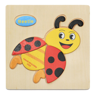 

Siaonvr Kids Baby Wooden Cartoon Animals Learning Educational Intelligence Toys Puzzle A