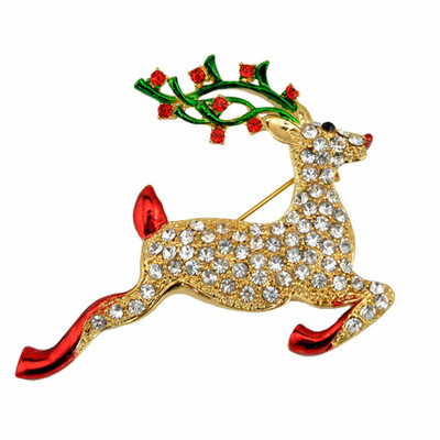

Fashion Christmas Boots Brooch New Year Santa Claus Shoes Carriage Rhinestone Brooch Jewelry For Christmas Color Stone Brooch