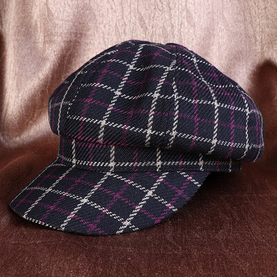 

Dongyun New Type Baitao Autumn Lady British Restoration Lattice Octagonal Cap Outdoor Recreational Artist Cap Duck Tongue Cap