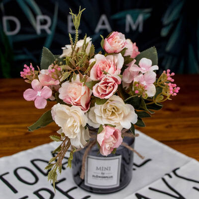 

Artificial Flowers 5 Fork Oil Painting Style Royal Rose Home Decoration Photography Props