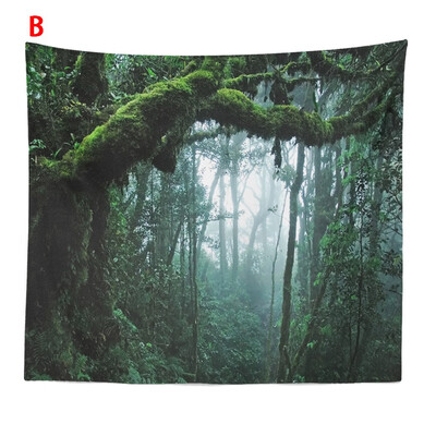 

Toponeto Misty Forest Tapestry Wall Hanging Nature Landscape Tapestry Sunshine Through Tree Tapestries for Bedroom Living Room