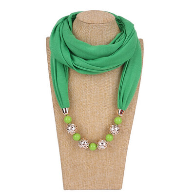 

Retro Ethnic Unique Scarf Necklaces Resin Beads Pendant Neckerchief Statement