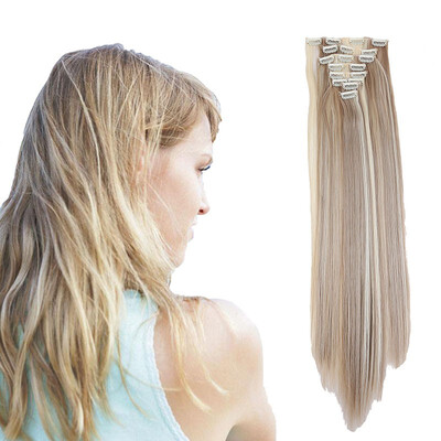 

8 PcsSet Fashion Long Curly Wavy Straight Clip In Hair Extension Sexy Heat Resistant Party Hair Natural Synthetic Hair For Women
