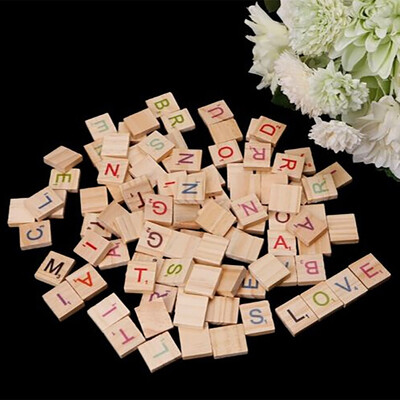 

Siaonvr 100X Wooden Scrabble Tiles Colorful Letters Numbers For Crafts Wood Alphabet Toy