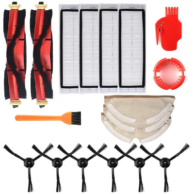 

Robotic Vacuum Cleaner Filters Side Brushes Main Brush Cleaning Brush Dust Cloth Round Comb Kit 18pcs Replacement Accessories for