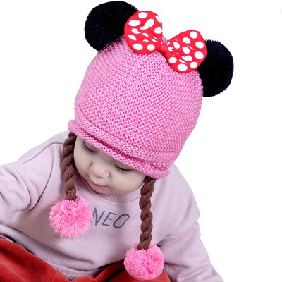 

Baby Girls Hat Knitted Lovely Braid Decoration Baby Hat Beanies Warm Infant Toddler Cap Winter