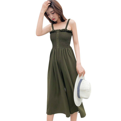 

Cosy Womens Sexy Spaghetti Strap Jumpsuit Sleeveless Wide Leg Fashion Solid Overalls Rompers harajuku Female clothes