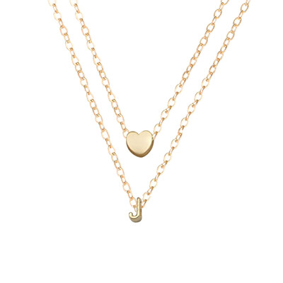 

26 Letters Fashion Tiny Dainty Heart Initial Double Layer Initial Letter Necklace Personalized Necklace Name Jewelry Friend Gift