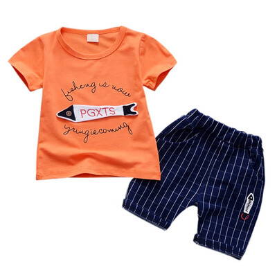 

Baby Boy Girls Clothing Sets Bebe Fashion T-shirtStriped Pants Set Summer Kid Outfit Toddler Children Cotton Tracksuit Clothes