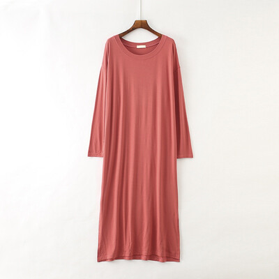 

Pregnant Women Loose Modal Nightdress Ladies Long-sleeved Dress Large Size Long Night Dress