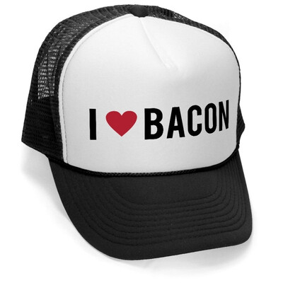 

Megashirtz - I Heart Bacon - Vintage Style Trucker Hat Retro Mesh Cap