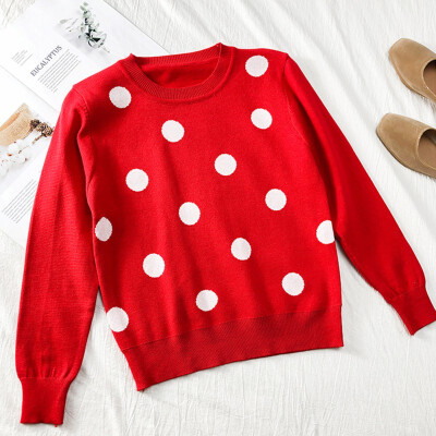 

Women Sweater 2019 New Autumn Winter Warm Long Sleeve Knitted Sweaters Pullover Dot Jumper Female Casual Pull Femme jersey mujer