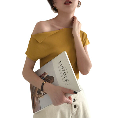 

Women Solid Color Tshirt Summer Top Female Irregular Casual Short-sleeved T-shirt Cotton T Shirt Sexy Slim Fit Tops