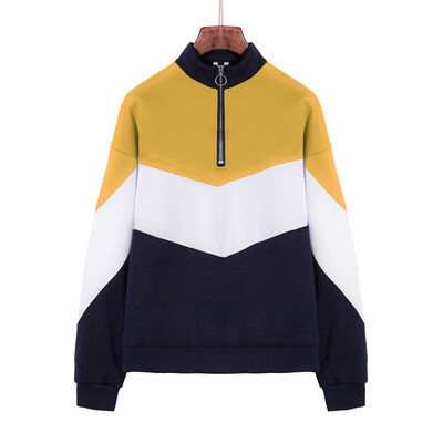 

Cut And Sew Drawstring Colorblock Sweatshirt Women Autumn Spring Casual Multicolor Pullovers Ladies Long Sleeved Sweatshirts