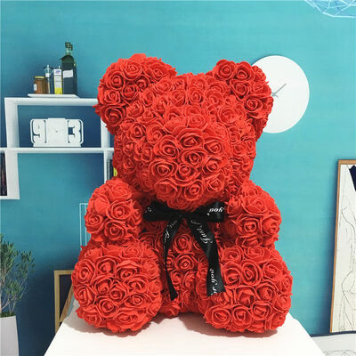 

40cm Big Red Bear Rose Flower Artificial Decoration Heart Gifts for Women Christmas Valentines Gift DropShipping