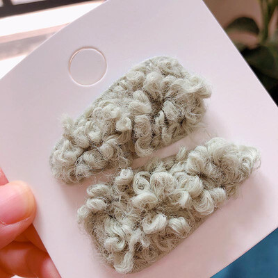 

Cute Clips Children Candy Color Plush Princess Imitation Autumn Winter Hair Duckbill Clips 2 Pieces