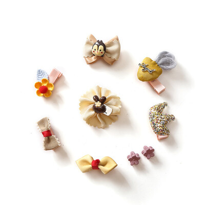 

9pcsSet New Girls Hair Accessories Set Childrens Hair Clip Cloth Baby Bow Hair Clip Hair Cute Jewelry Barrettes