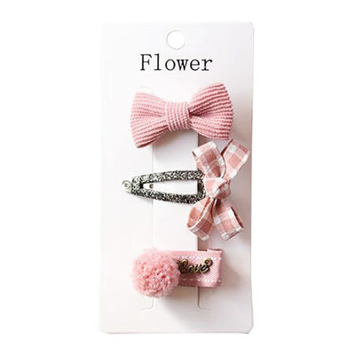 

3 Pieces Set Children Handmade Bow Hair Clip Baby Girls Hair Ring Cloth Fabric Hair Accessories 1-12Y