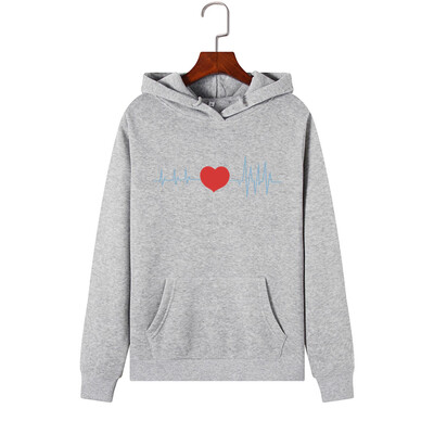 

Tailored Women Long Sleeve Heart Print Hooded Sweatshirt Automn&Winter Blouse Lady Tops