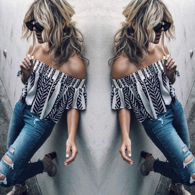 

Women Sexy Summer Off Shoulder Tops Casual Party Shirt Chiffon Blouse Crop Tops