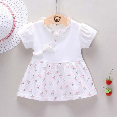 

Summer New Girls Dress Girl Flower Pattern Dress Baby Cotton Floral Princess Dress 2019