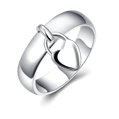 

Womens Stylish Charm Silver Chic Heart Lock Band Solid Ring Jewellery Long