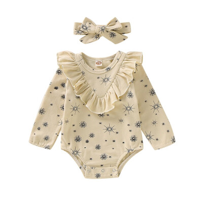 

0-18M Autumn Infant Baby Girls Long Sleeve Floral Print Rompers Kids Bodysuit Jumpsuit With Headband