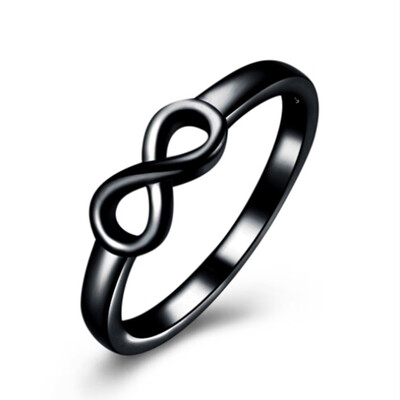 

Stylish 2019 New Luxury Metal Simple 8 Word Shape Rings Women black gold color Fashion Accessories Mens Rings