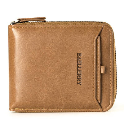 

Men Multifunctional Wallets Short Purse Clutch PU Leather Zipper Solid Credit Card Cover Holder Vintage Organizer