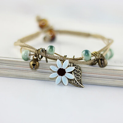 

Daisy Flower Bracelet Fashion Delicate Hand-woven Ceramic Beads Bracelet Originality Chinese Style Bracelet Adorn Article