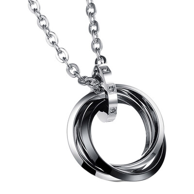 

1Piece Personality stainless steel chain necklace for men women Couples Rhinestone titanium steel necklace