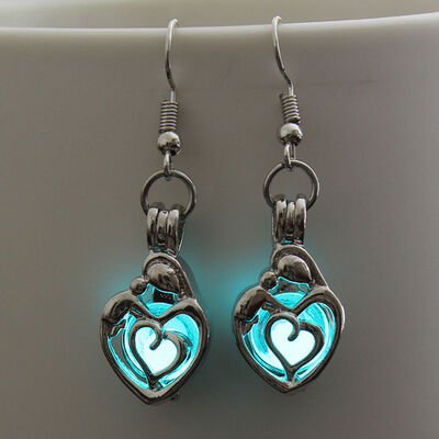 

Halloween Luminous Earrings Hollowed Out Multicolor Luminous Skull Heart Pendant Earrings