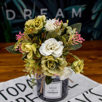 

Artificial Flowers 5 Fork Oil Painting Style Royal Rose Home Decoration Photography Props