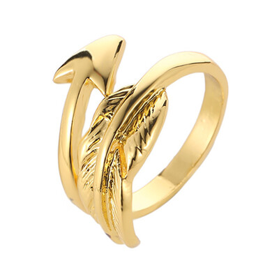 

Fashion Men Vintage Adjustable Open Feather Arrow Ring Silver\Gold\Black Ring Jewelry