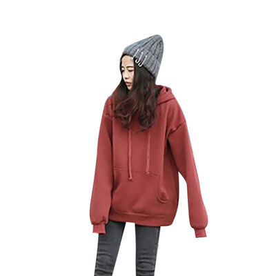 

Womens Sweatshirt New Harajuku Hoodies For Girls Solid Color Hooded Tops Long-sleeved Winter Velvet Thickening Coat