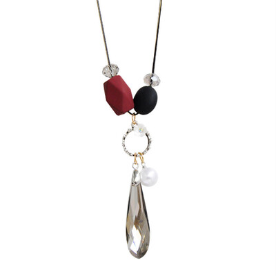 

Women Girls Zinc Alloy Sweaters Necklace Water Drop Pendant Long Style Chains Jewelry Gifts