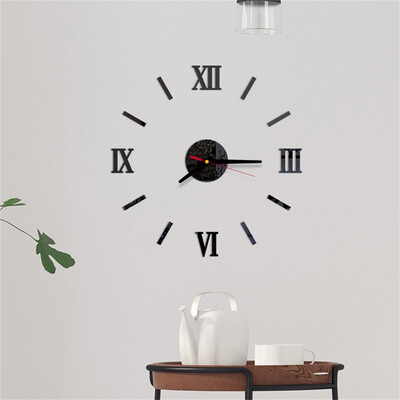 

Gobestart 3D DIY Roman Numbers Acrylic Mirror Wall Sticker Clock Home Decor Mural Decals