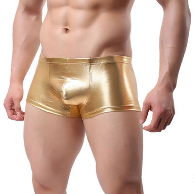 

Mens Soft Breathable Stretch Boxer New Fashion Patent Leather Solid Colors Underwear Man Boxer