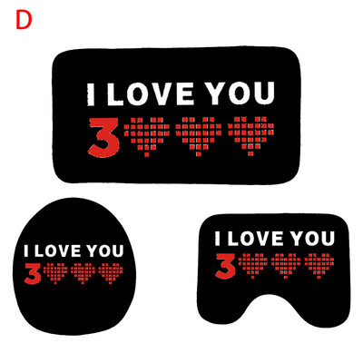 

Gobestart 3Pcs I love You Three Thousand Times Non-Slip Bath Mat Bathroom Kitchen Carpet Doormats Decor