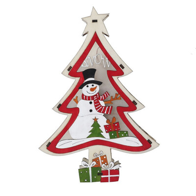 

Wooden Christmas Tree Shape Decoration With Warm White Light Christmas Decoration Festive Party Supplies