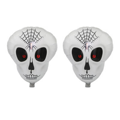 

2PCS Vivid Skull Head Aluminum Foil Balloons for All Saints Day Party Atmosphere Decorations