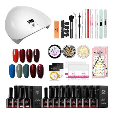 

Gel Nail Polish Kit Manicure Tools Nail Lamp Nail Polish Base Top Coat Set