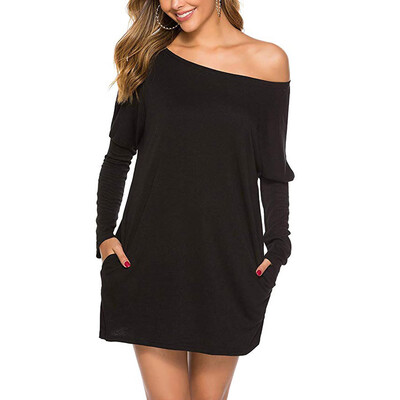 

Tailored Women Fashion Long Sleeve Tee Shirts Off Shoulder Tunic Tops Slouchy Blouse