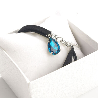 

Lady Fashion Personality Jewelry Multi-layer Suede Crystal Pendant Necklace Vintage Gothic Rivet Choker